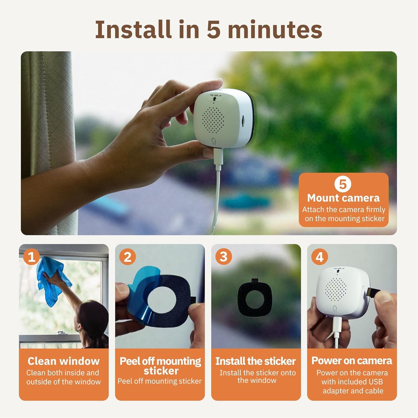 3MP 2K Window Camera,2.4GHz & 5GHz WiFi Indoor Cameras,ChromaMax Al Color Night Vision,Person & Motion Detection,Easy & Quick Install