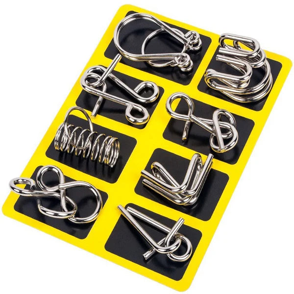 ✨50% OFF - While Supplies Last✅--Metal Puzzle Ring Set (8-Piece) Blue Edition Brain Teaser Game