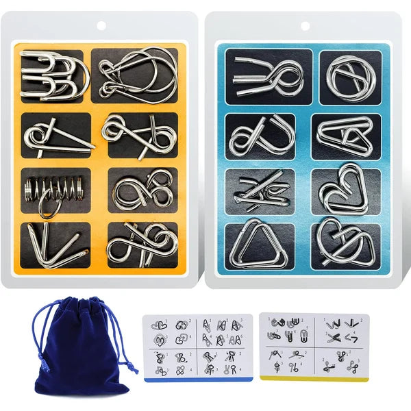 ✨50% OFF - While Supplies Last✅--Metal Puzzle Ring Set (8-Piece) Blue Edition Brain Teaser Game