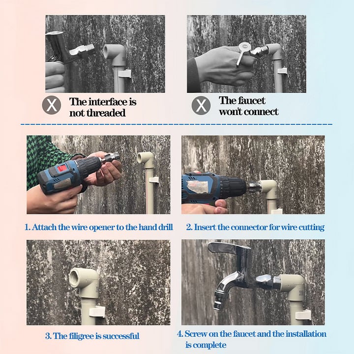 🎉New Year Sale - 49% OFF🌲Electric Drill Compatible PVC Pipe Threader Kit with Various Die Sizes