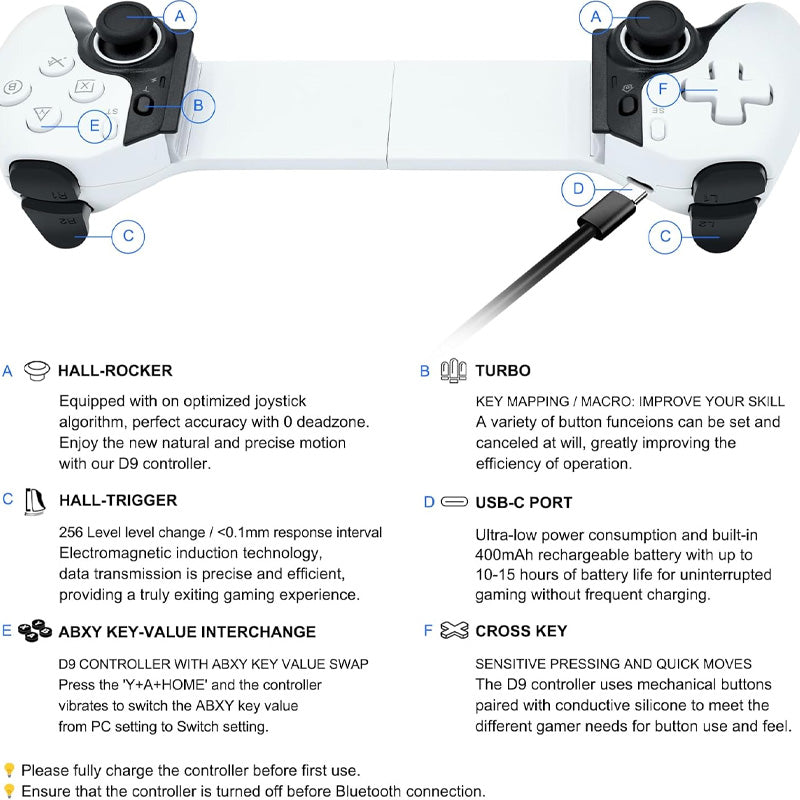 Universal Extendable Gamepad with 2 Programmable Back Buttons