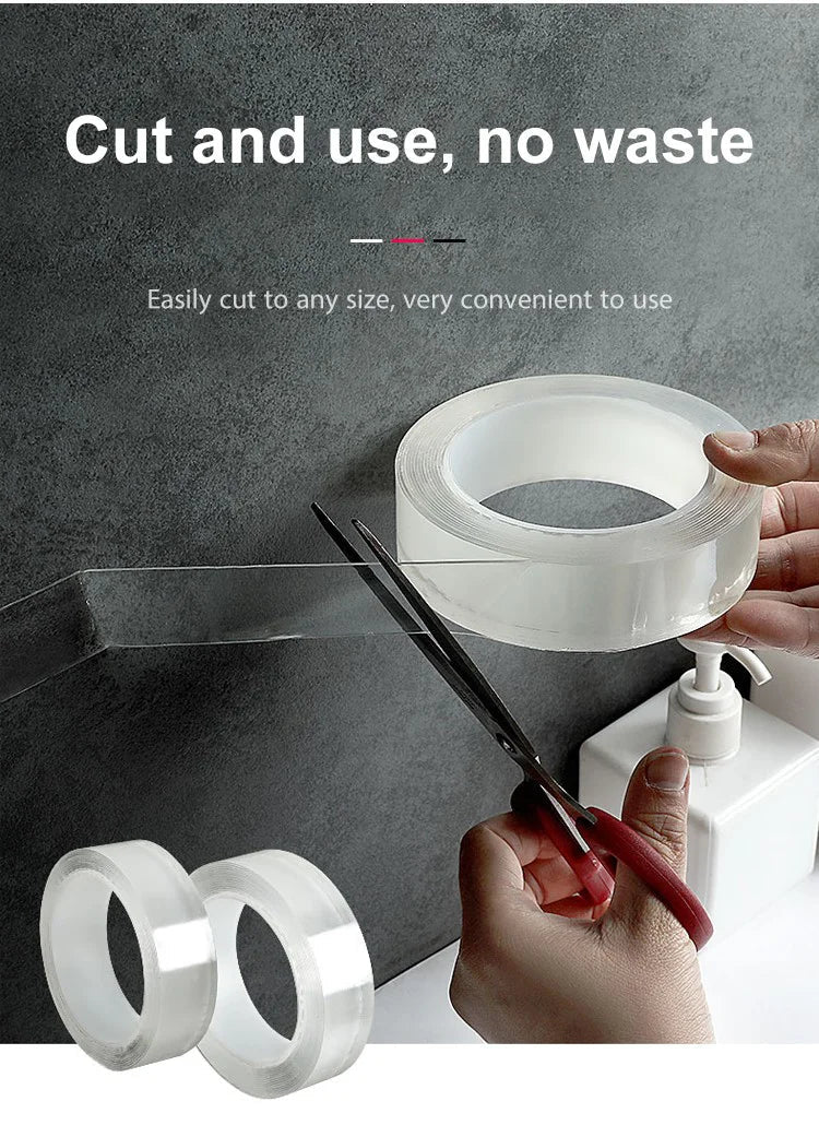 š„š„Transparent nano magic tape that leaves no residue, reusable double-sided handle