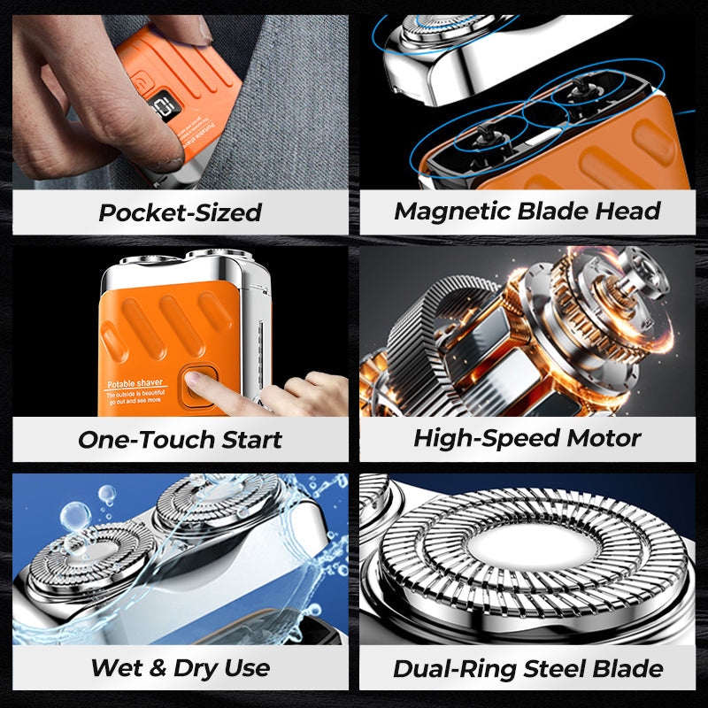 🔥🎉 Winter Hot Sale: 59% OFF! 🎁Portable Rotary Dual Ring Electric Shaver🚀