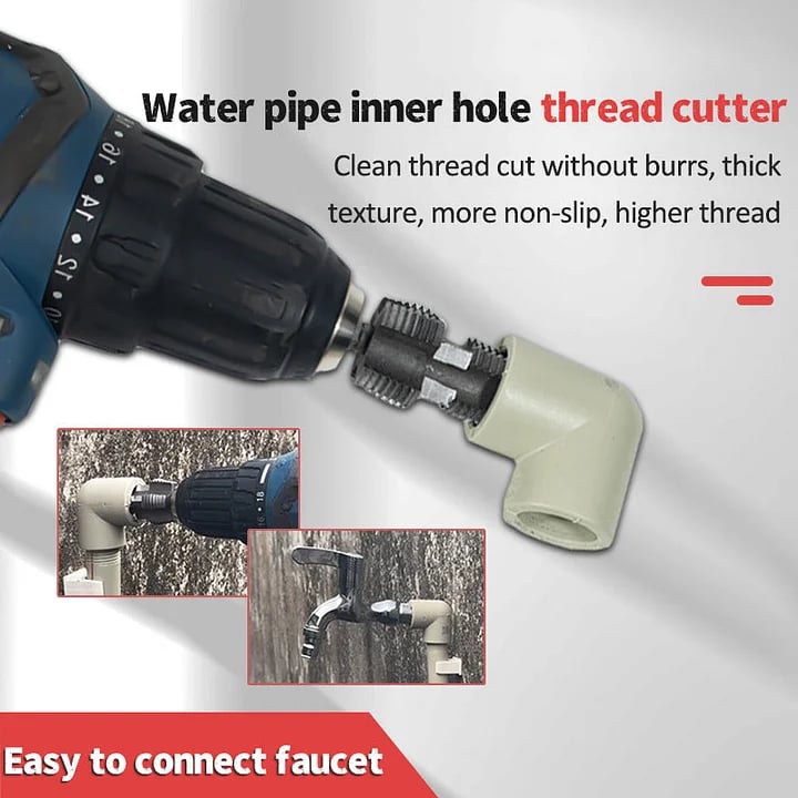 🎉New Year Sale - 49% OFF🌲Electric Drill Compatible PVC Pipe Threader Kit with Various Die Sizes