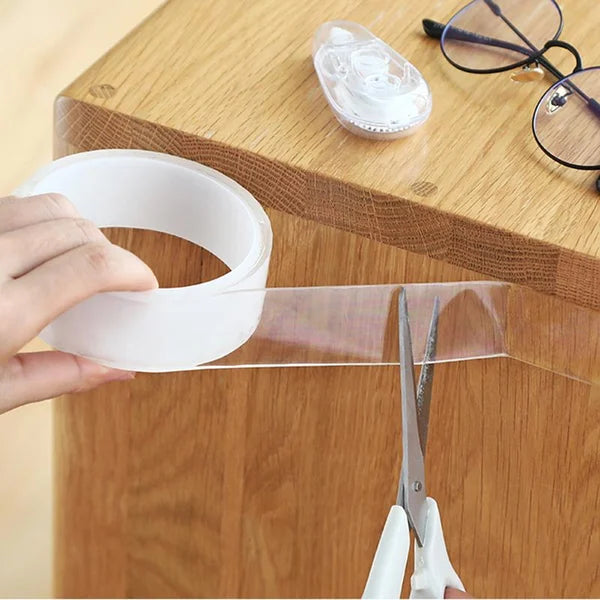 š„š„Transparent nano magic tape that leaves no residue, reusable double-sided handle