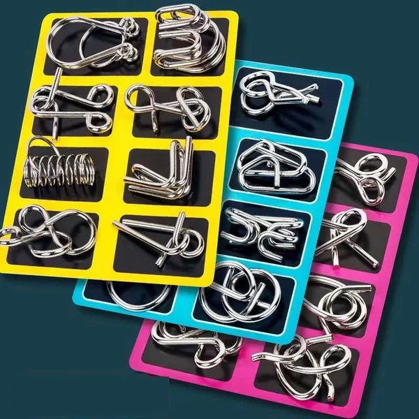 ✨50% OFF - While Supplies Last✅--Metal Puzzle Ring Set (8-Piece) Blue Edition Brain Teaser Game