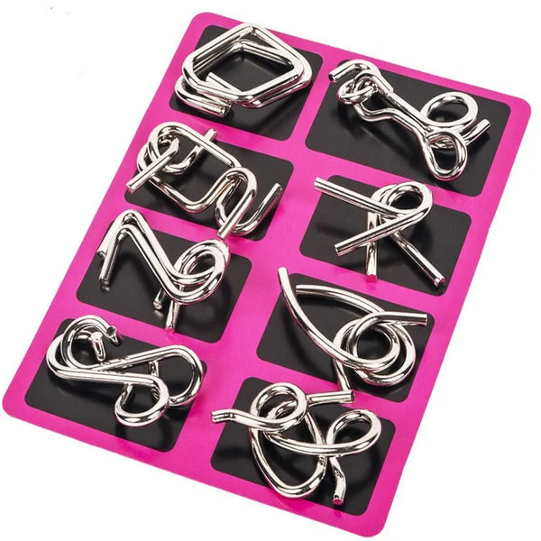 ✨50% OFF - While Supplies Last✅--Metal Puzzle Ring Set (8-Piece) Blue Edition Brain Teaser Game
