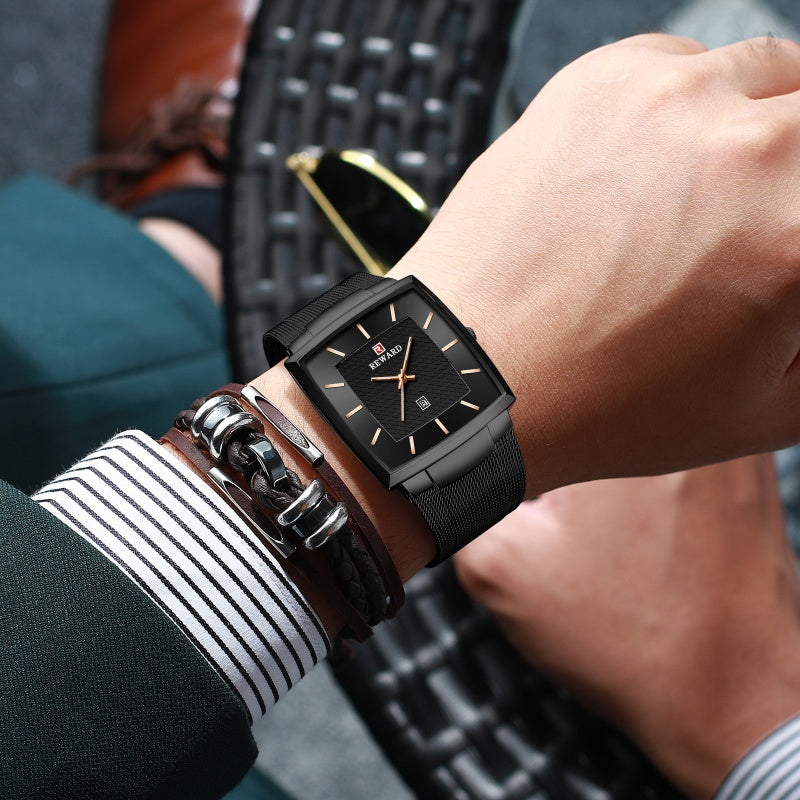 🔥2025 Hot Sale🔥 Men’s Ultra-thin Square Mesh Belt Quartz Watch