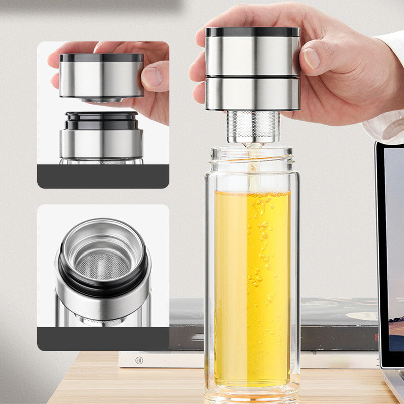 🔥New Hot Selling❤️🔥 Double Wall Borosilicate Portable Tea Cup
