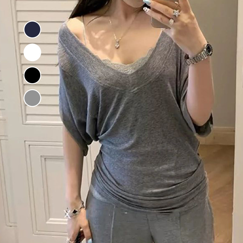 💖2025 Hot Sale💖 Dolman V-Neck Cinched Waist Blouse
