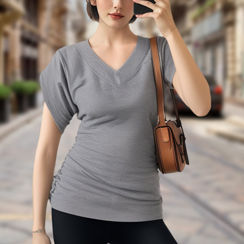 💖2025 Hot Sale💖 Dolman V-Neck Cinched Waist Blouse