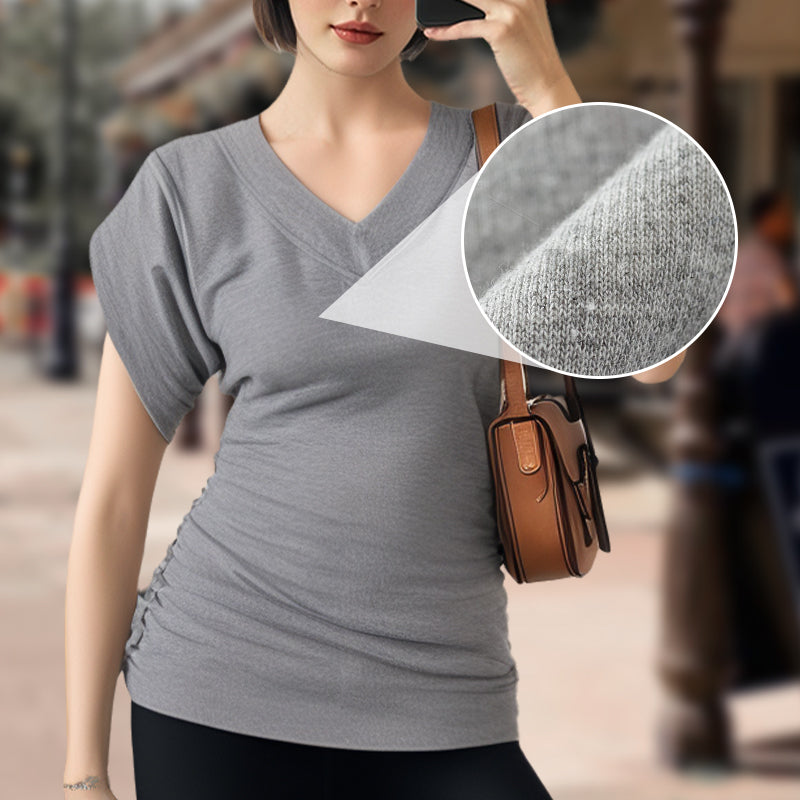 💖2025 Hot Sale💖 Dolman V-Neck Cinched Waist Blouse