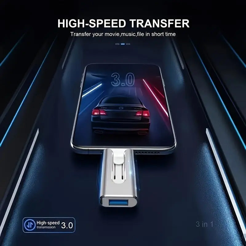64GB~1TB Micro USB + MFi Certified Lightning + 8 Pin + USB 3.0 ⚡4 in1 Flash Drive for iPhone/iPad/Android/PC⚡
