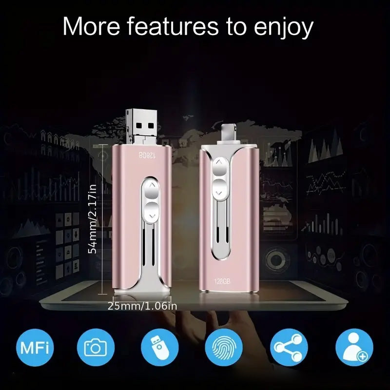 64GB~1TB Micro USB + MFi Certified Lightning + 8 Pin + USB 3.0 ⚡4 in1 Flash Drive for iPhone/iPad/Android/PC⚡