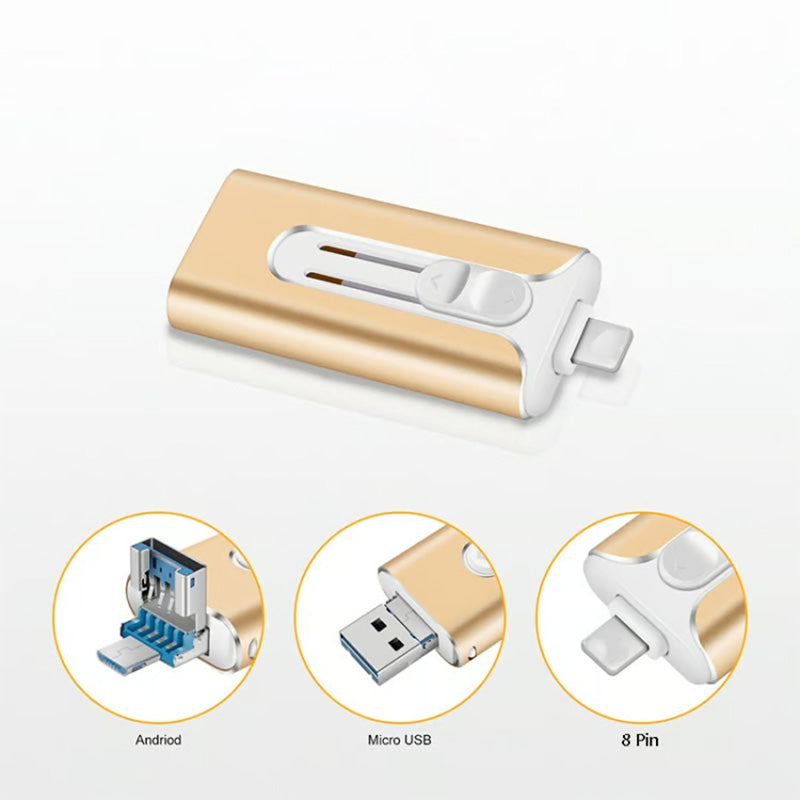 64GB~1TB Micro USB + MFi Certified Lightning + 8 Pin + USB 3.0 ⚡4 in1 Flash Drive for iPhone/iPad/Android/PC⚡