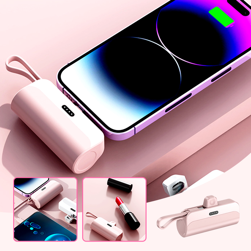 Portable High-Capacity Power Bank with Built-in Cables