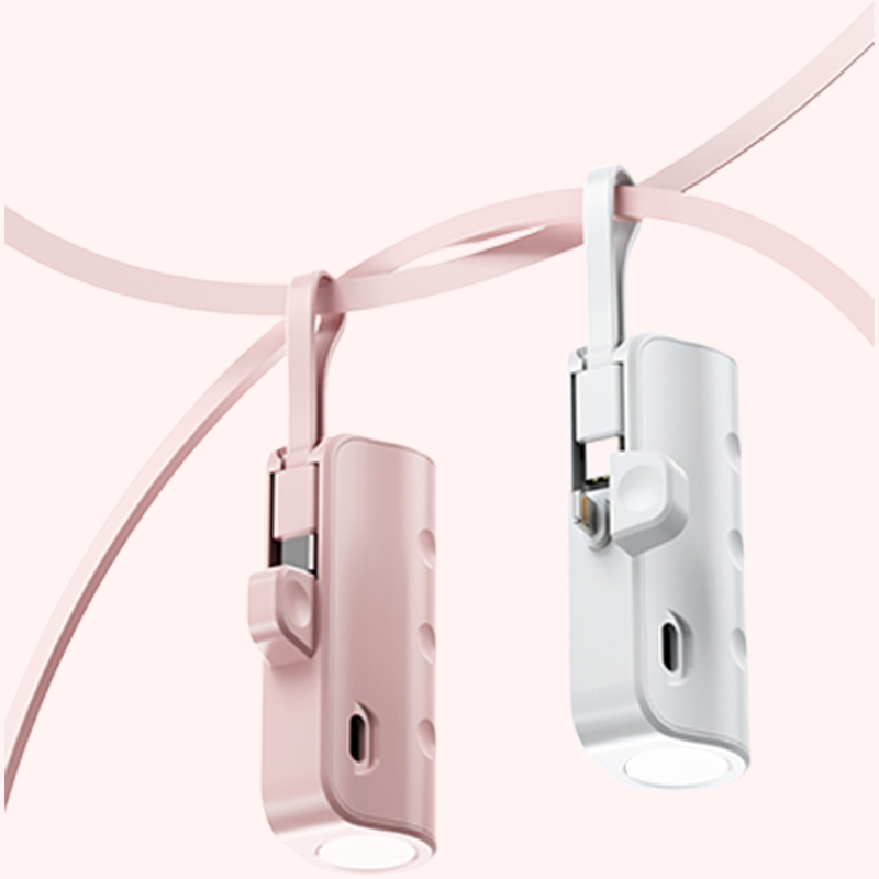 Portable High-Capacity Power Bank with Built-in Cables