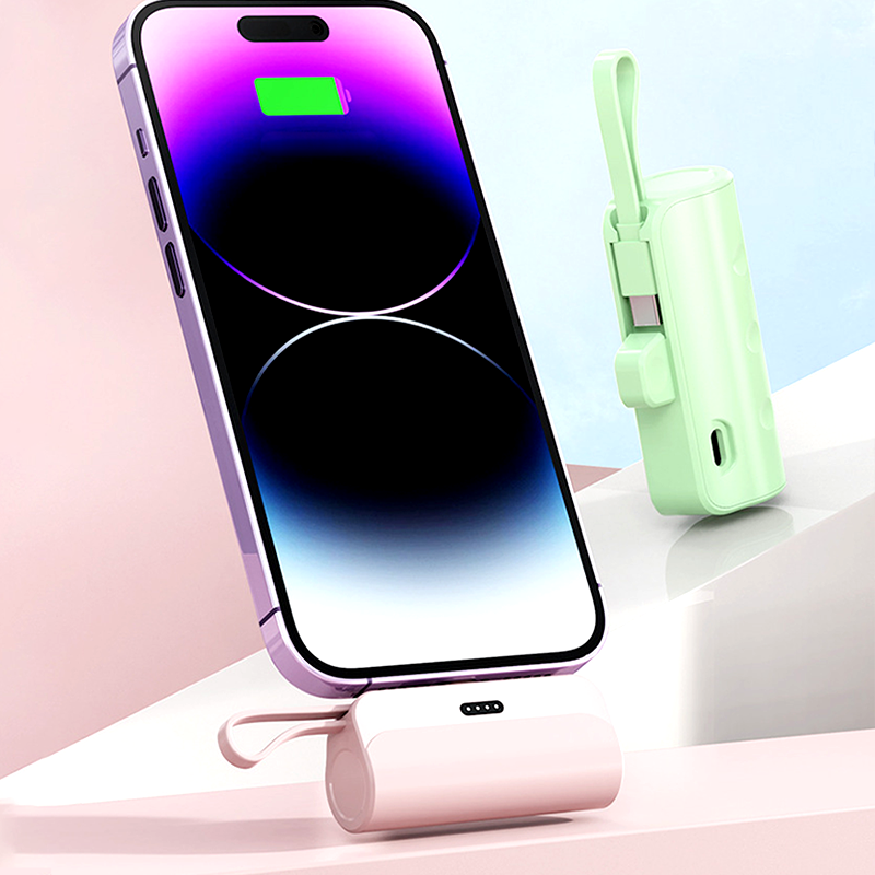 Portable High-Capacity Power Bank with Built-in Cables