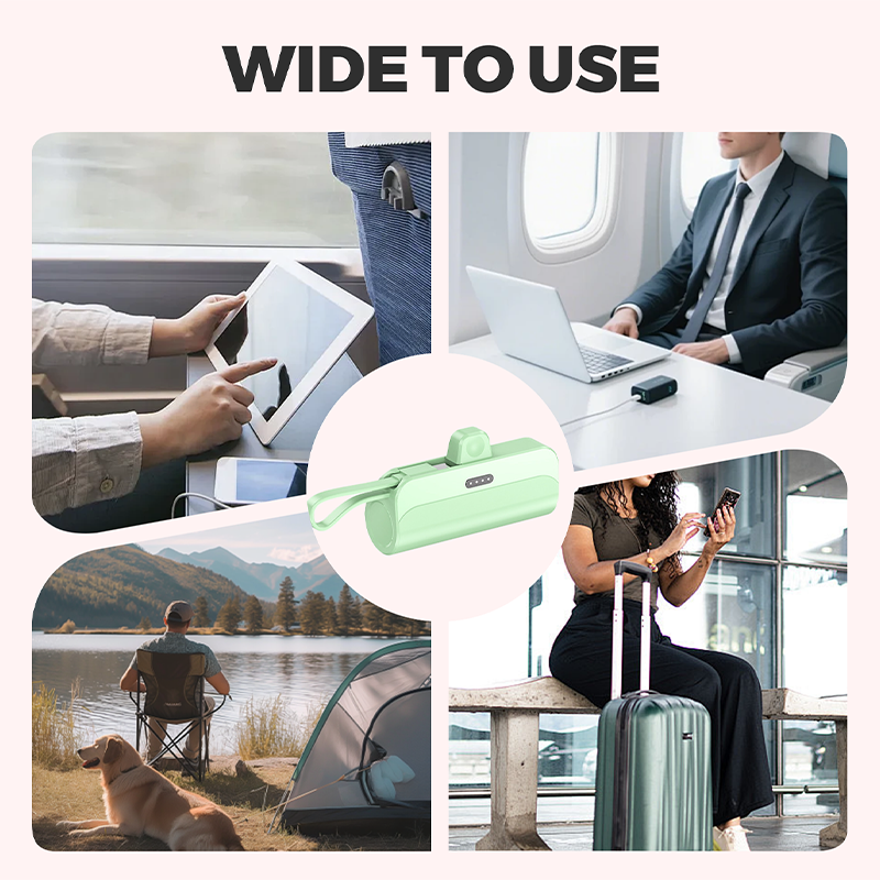 Portable High-Capacity Power Bank with Built-in Cables