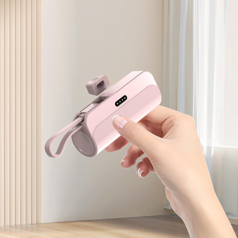 Portable High-Capacity Power Bank with Built-in Cables
