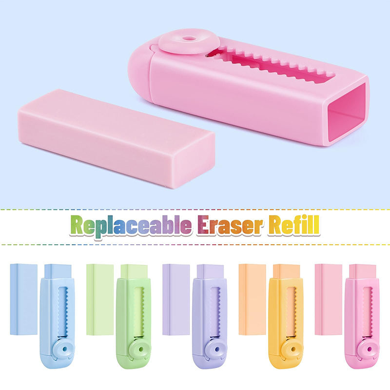 Sliding Retractable Pencil Eraser with Replaceable Core