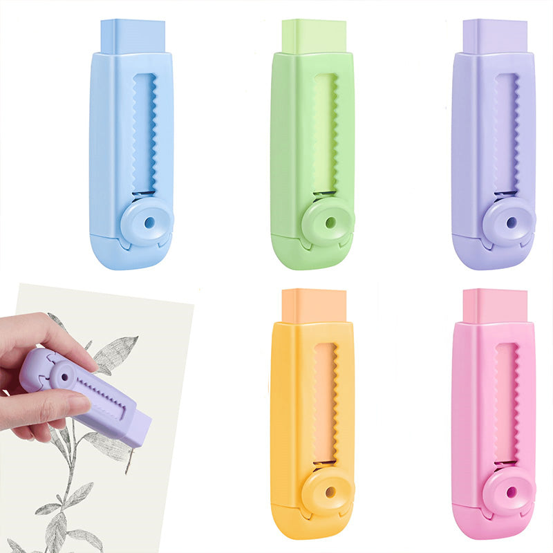 Sliding Retractable Pencil Eraser with Replaceable Core