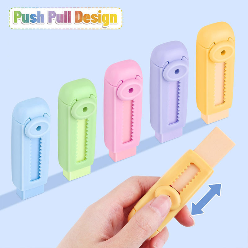 Sliding Retractable Pencil Eraser with Replaceable Core