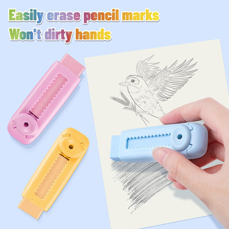 Sliding Retractable Pencil Eraser with Replaceable Core