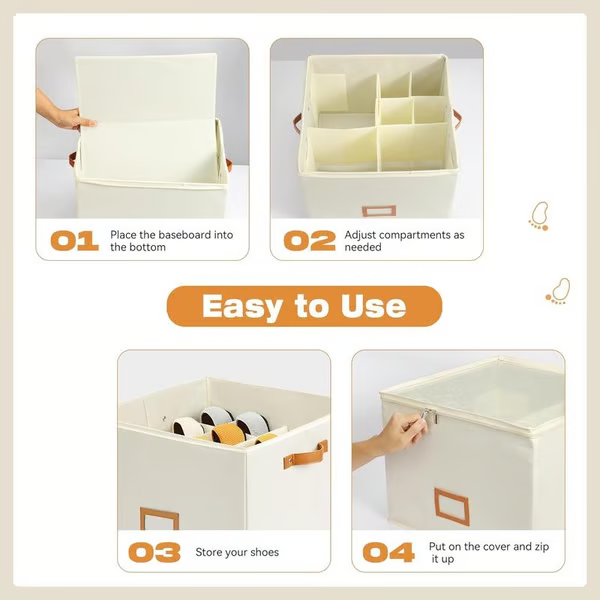 ⏳Limited time 50% off💥Oxford Fabric Foldable Design Shoe Organizer, Storage Box