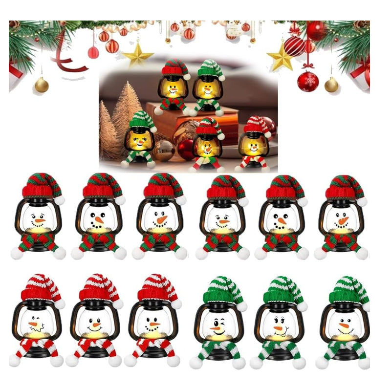 🔥LAST DAY SALE 50% OFF🔥 Buy 1 Get 1 Free ⛄Christmas Decoration Mini Snowman Lantern with Hats and Scarves