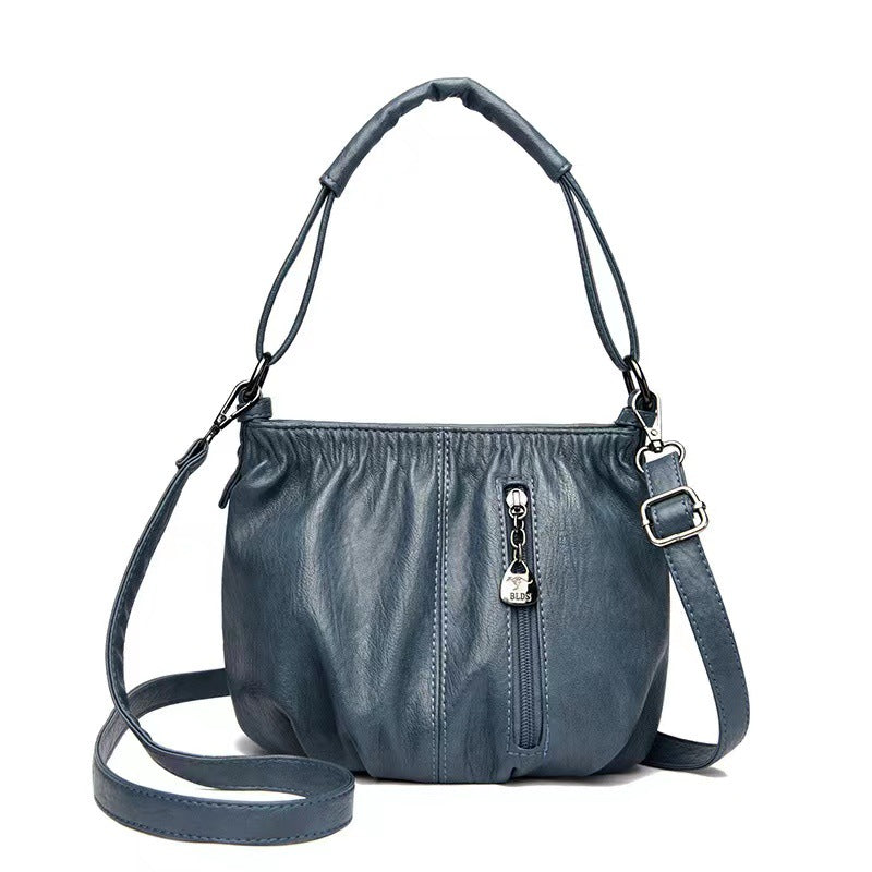 🔥Casual Pleated Bucket Soft Leather Handbag Shoulder Bag