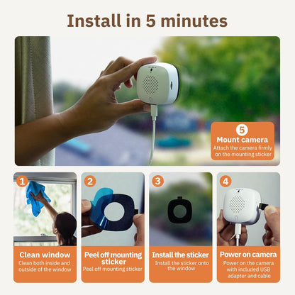 3MP 2K Window Camera,2.4GHz & 5GHz WiFi Indoor Cameras,ChromaMax Al Color Night Vision,Person & Motion Detection,Easy & Quick Install
