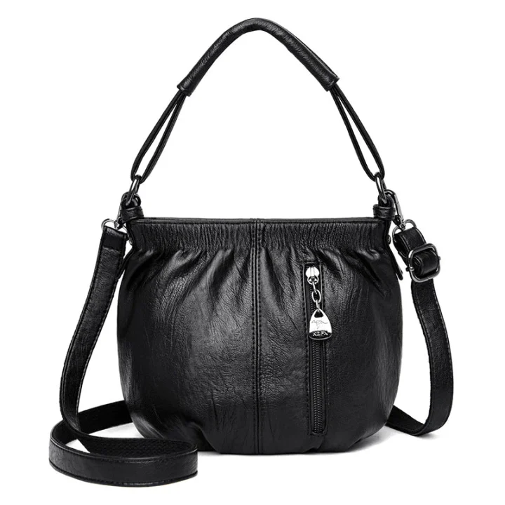 🔥Casual Pleated Bucket Soft Leather Handbag Shoulder Bag