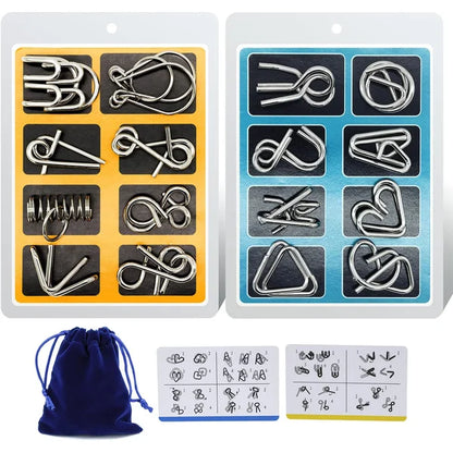 ✨50% OFF - While Supplies Last✅--Metal Puzzle Ring Set (8-Piece) Blue Edition Brain Teaser Game