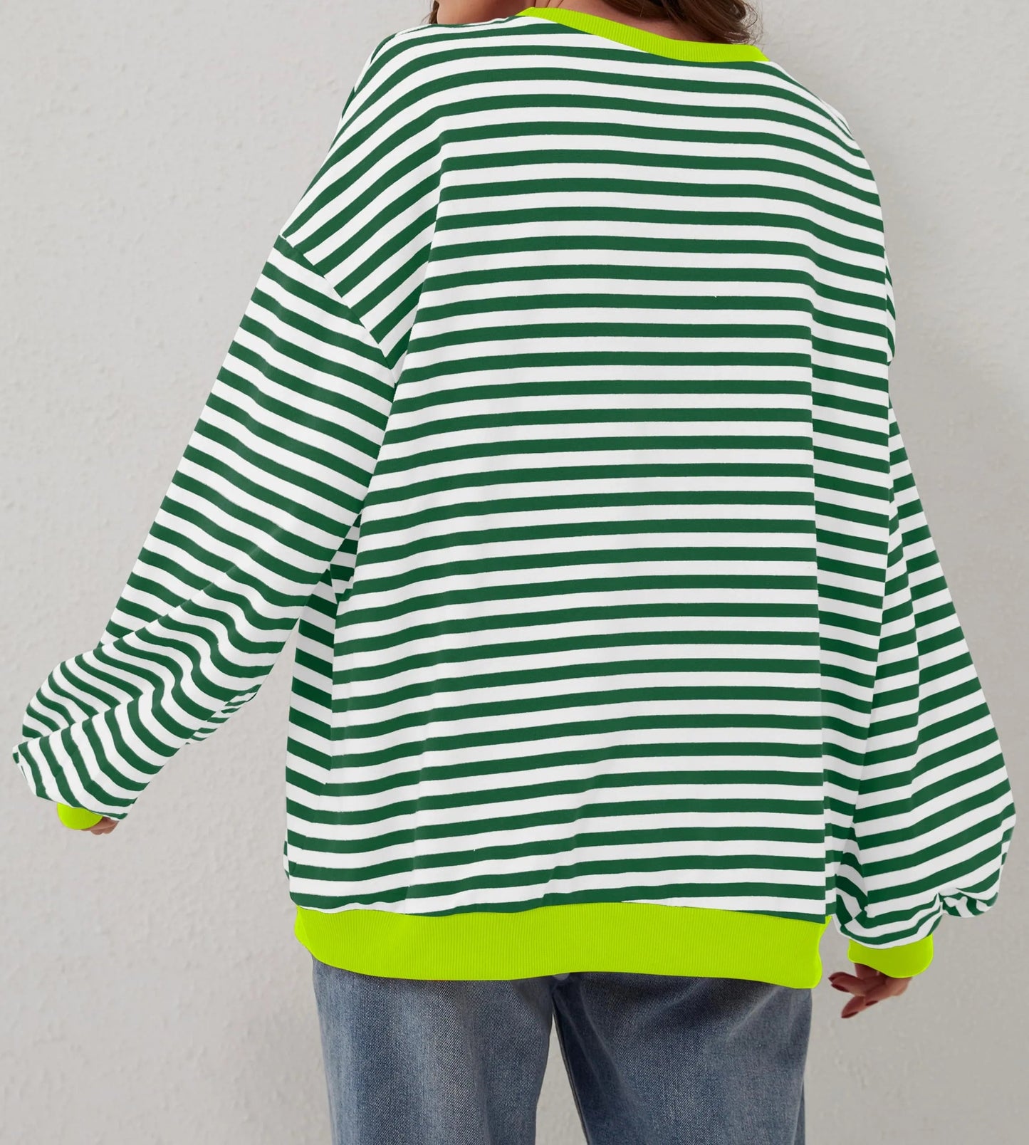 Women's Oversized Striped Long Sleeve Pullover