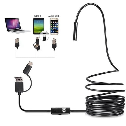 🔍 50% OFF! ✨ 3-IN-1 ENDOSCOPE - 2.0MP HD with 6 LED Lights, IP67 Waterproof, Compatible with Smartphones for Home Inspection and DIY Projects 📱🛠️
