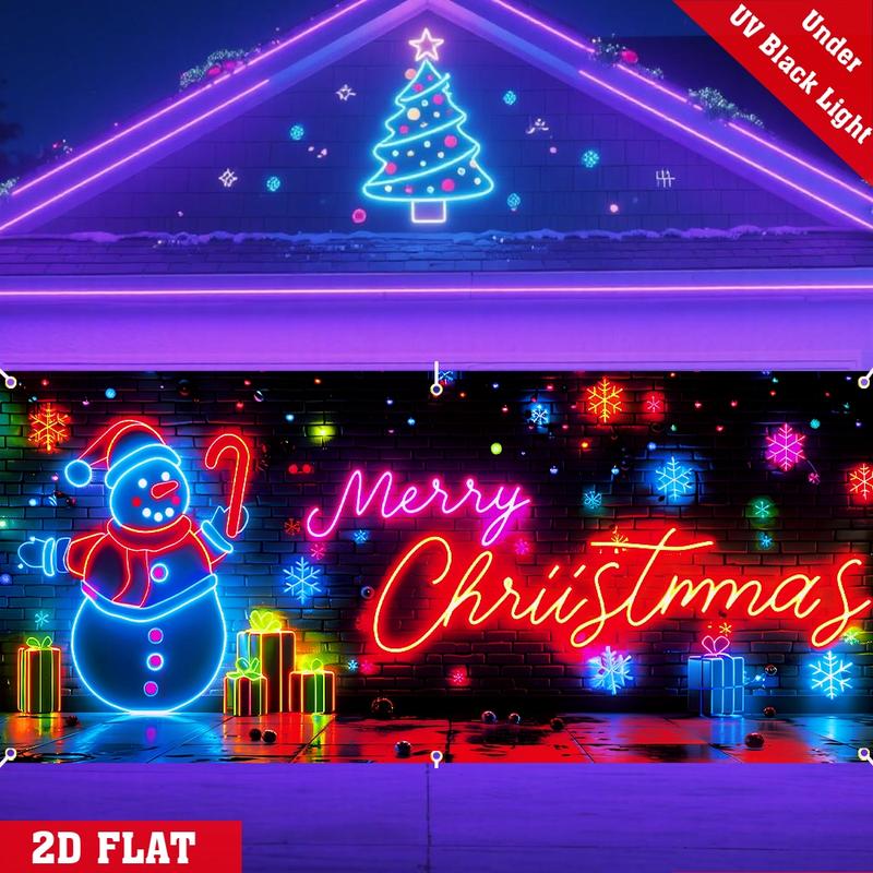 🎅 HOLIDAY HAUL SALE🎇🚪UV Activated Christmas Garage Door Cover Banner, Glows in Dark🔥🎉