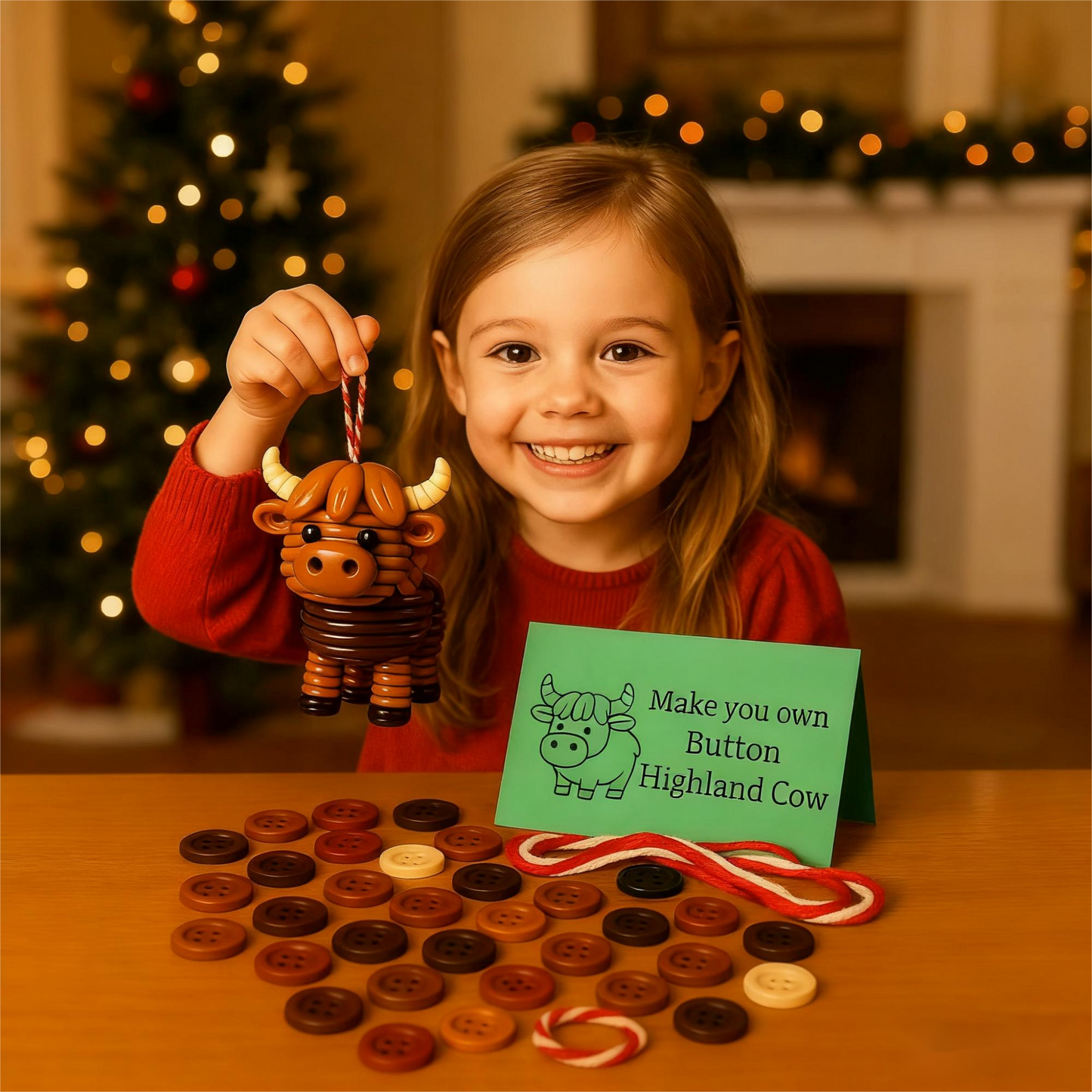 🎄 50% OFF NOW! 🎨 DIY Button Animal Ornaments - Creative Craft Kit for Kids, Develops Fine Motor Skills & Creativity 🧵📦