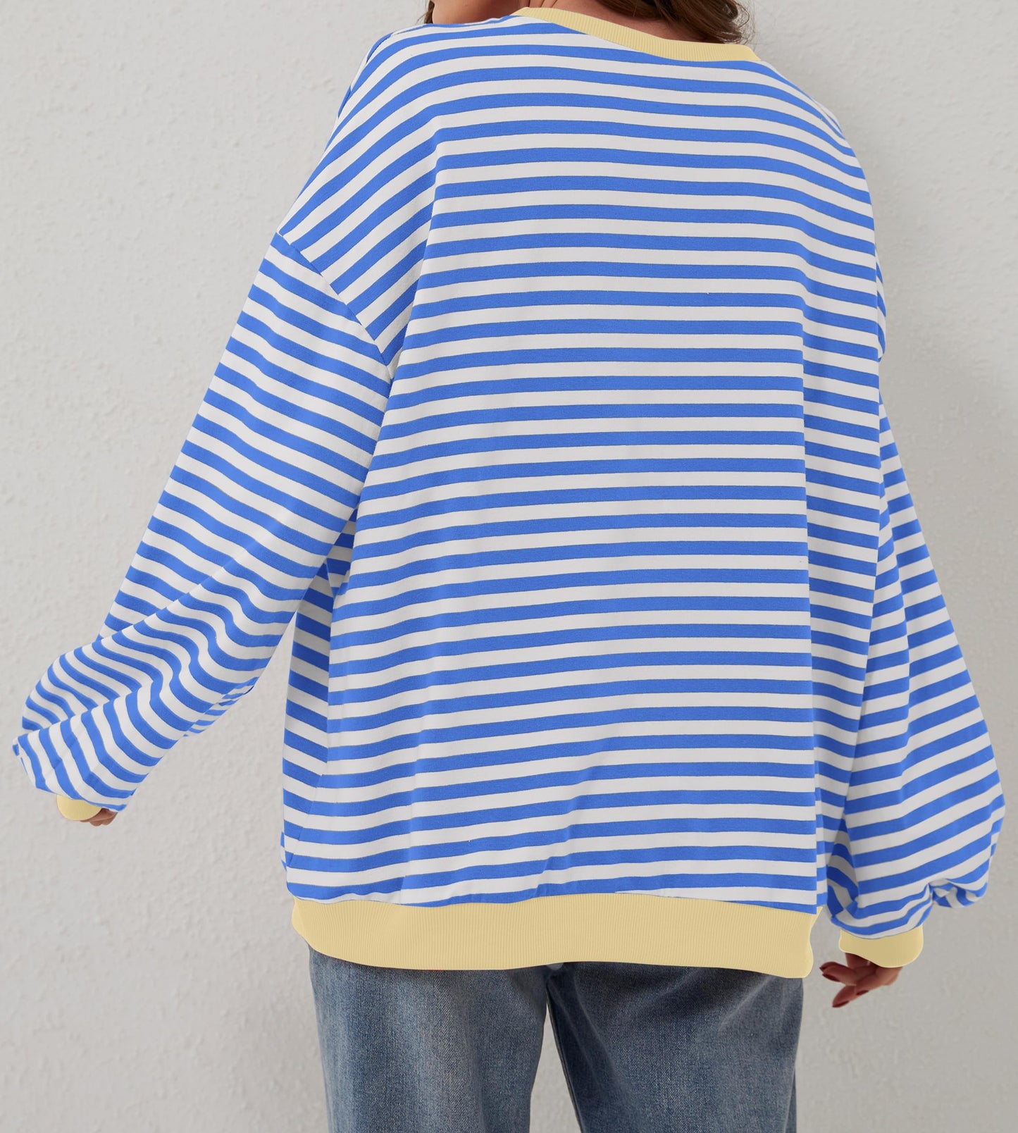 Women's Oversized Striped Long Sleeve Pullover