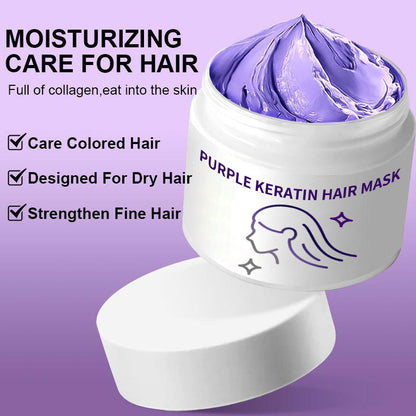 ✨ Buy 2 Get 1 Free! Purple Keratin Hair Mask - Tones Blonde, Silver & Gray Hair | Anti-Brass + Color Lock