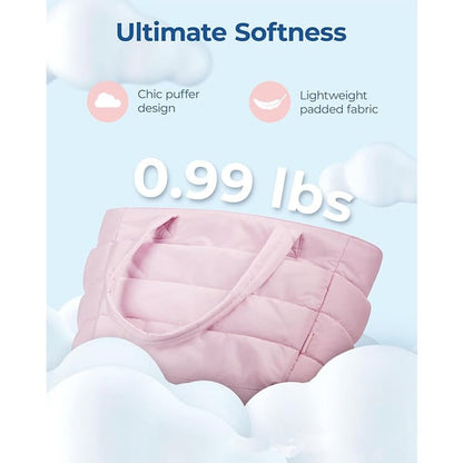 💜Hot Sale 50% OFF 👜Women's Waterproof Bubble Bag 20L Fluffy Tote Bag Quilted Laptop Shoulder Handbag