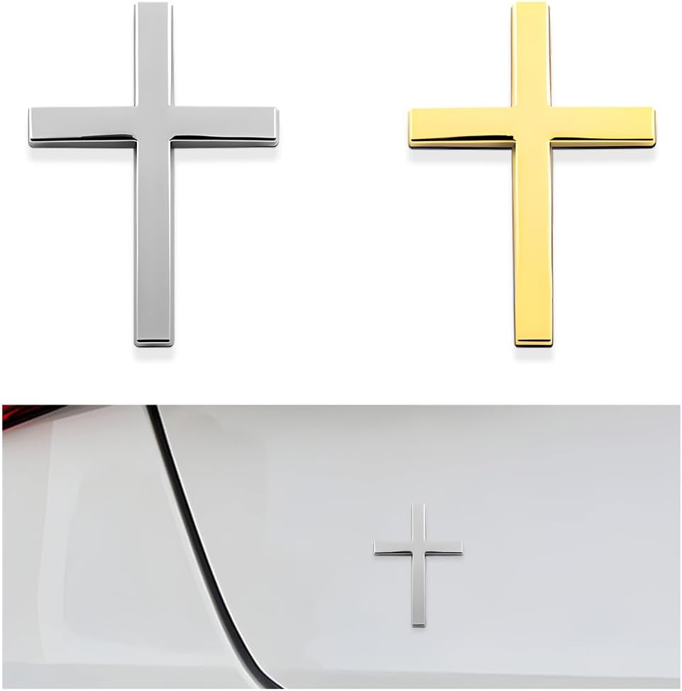 🚗✝️Metal Jesus Christ Cross Badge Stickers|3D Cross Self-Adhesive Car Scratch Cover Sticker