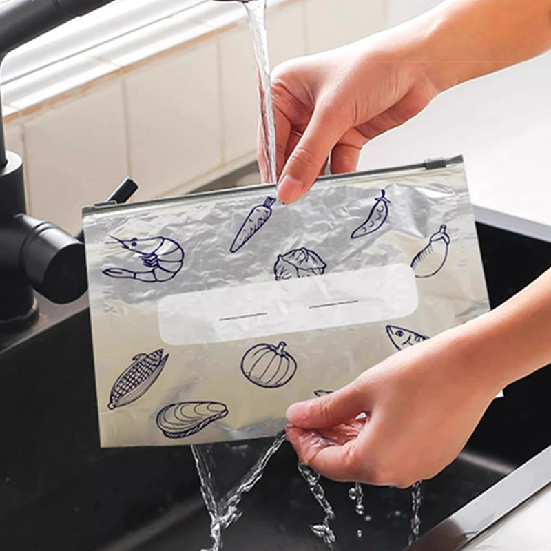🔥Limited Sale: Buy 2 get 1 free!🍗 🥦Reusable Aluminum Foil Sealable Storage Bags