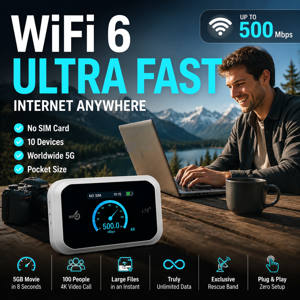 📶Mobile hotspot with full Wi-Fi coverage