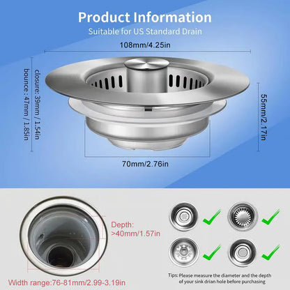 💧BUY 3 GET 1 FREE💧LAST DAY 60% OFF-Upgraded 3 in 1 Kitchen Sink Drain Strainer