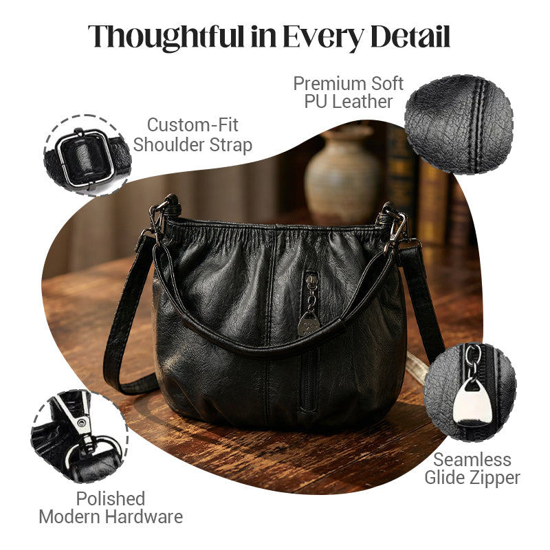🔥Casual Pleated Bucket Soft Leather Handbag Shoulder Bag