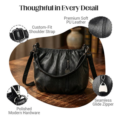 🔥Casual Pleated Bucket Soft Leather Handbag Shoulder Bag