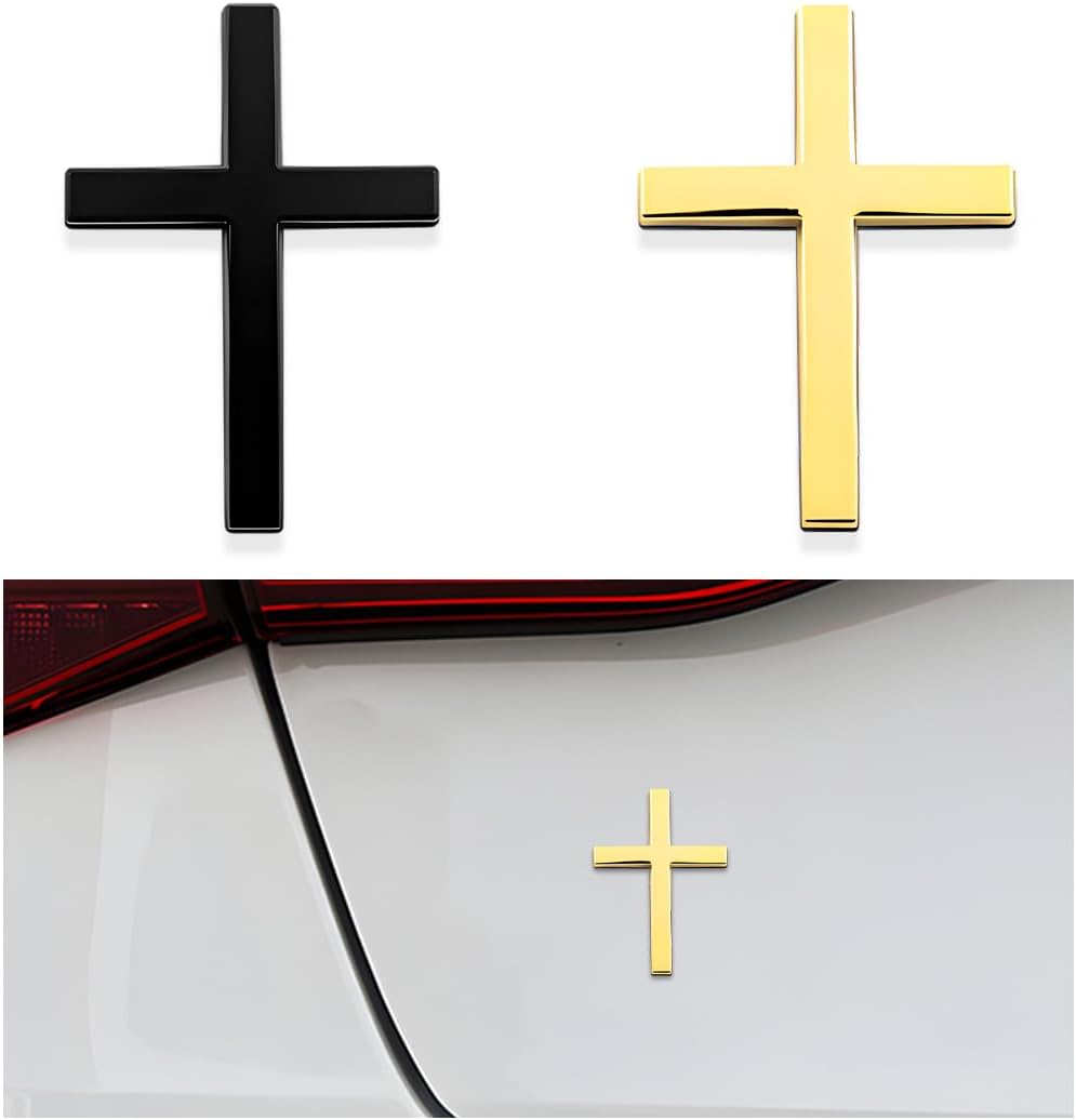 🚗✝️Metal Jesus Christ Cross Badge Stickers|3D Cross Self-Adhesive Car Scratch Cover Sticker