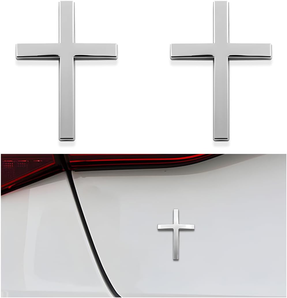 🚗✝️Metal Jesus Christ Cross Badge Stickers|3D Cross Self-Adhesive Car Scratch Cover Sticker