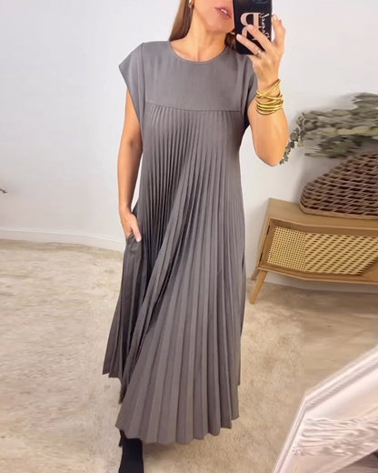 🌸Spring Promotion 49%Off💖Women Pleated Simple Solid Color Dress